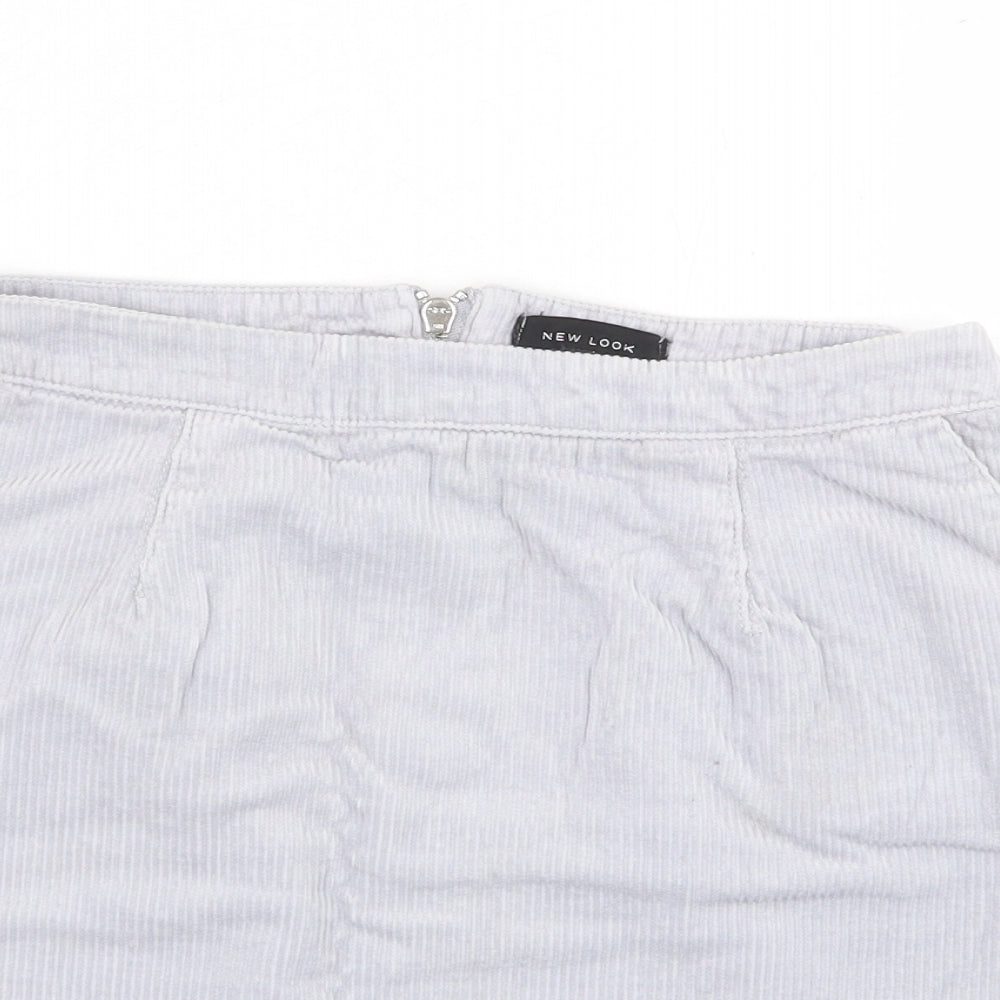 New Look Womens Blue Cotton A-Line Skirt Size 8 Zip