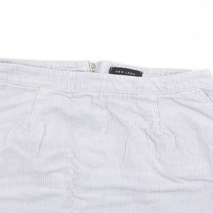 New Look Womens Blue Cotton A-Line Skirt Size 8 Zip