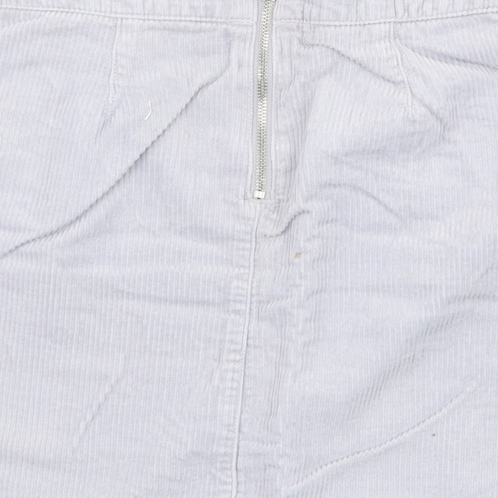New Look Womens Blue Cotton A-Line Skirt Size 8 Zip