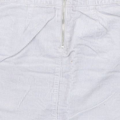 New Look Womens Blue Cotton A-Line Skirt Size 8 Zip