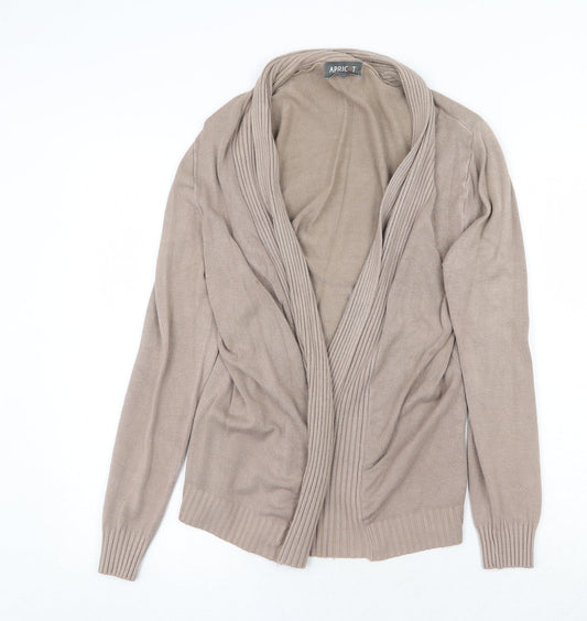 Apricot Womens Beige Collared Acrylic Cardigan Jumper Size S - Open
