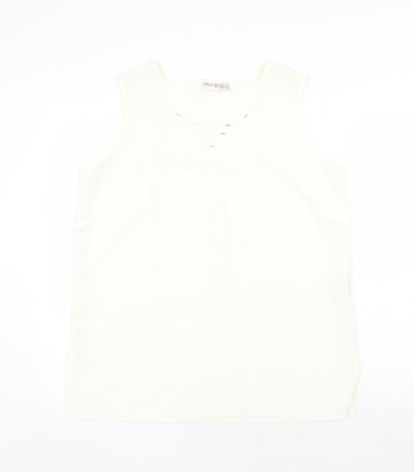 Oscar B Womens Ivory Polyester Basic Tank Size 16 Round Neck