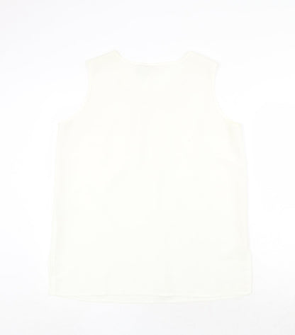 Oscar B Womens Ivory Polyester Basic Tank Size 16 Round Neck