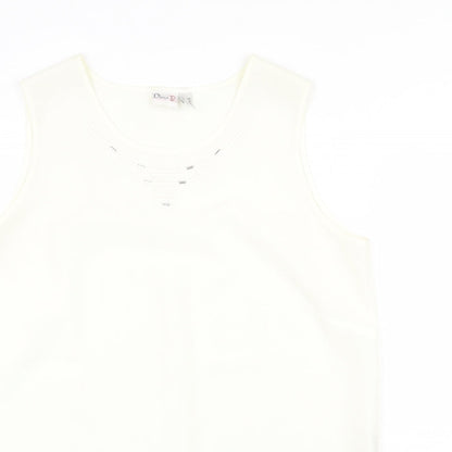 Oscar B Womens Ivory Polyester Basic Tank Size 16 Round Neck