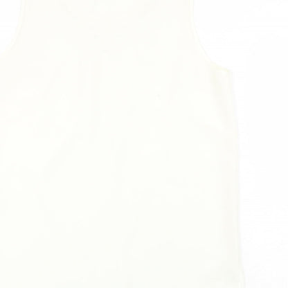 Oscar B Womens Ivory Polyester Basic Tank Size 16 Round Neck