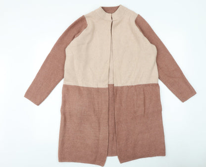 Cotton Traders Womens Pink V-Neck Geometric Cotton Cardigan Jumper Size 12