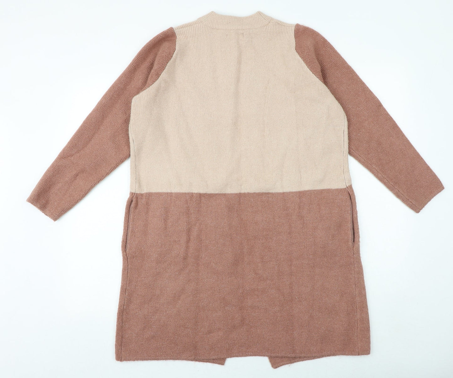 Cotton Traders Womens Pink V-Neck Geometric Cotton Cardigan Jumper Size 12