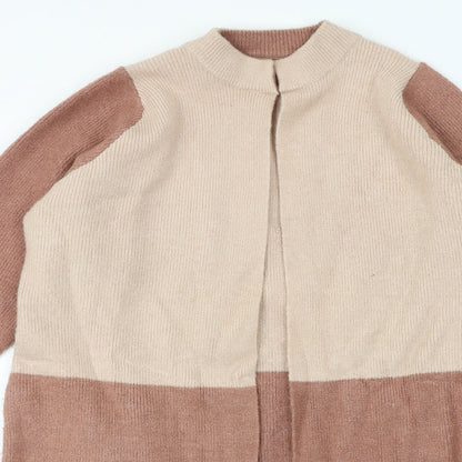 Cotton Traders Womens Pink V-Neck Geometric Cotton Cardigan Jumper Size 12