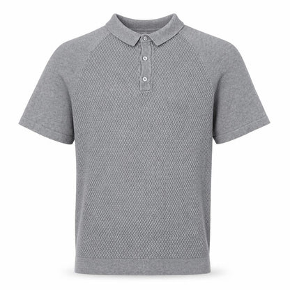 REMUS Mens Grey 100% Cotton Polo Size M Collared Button