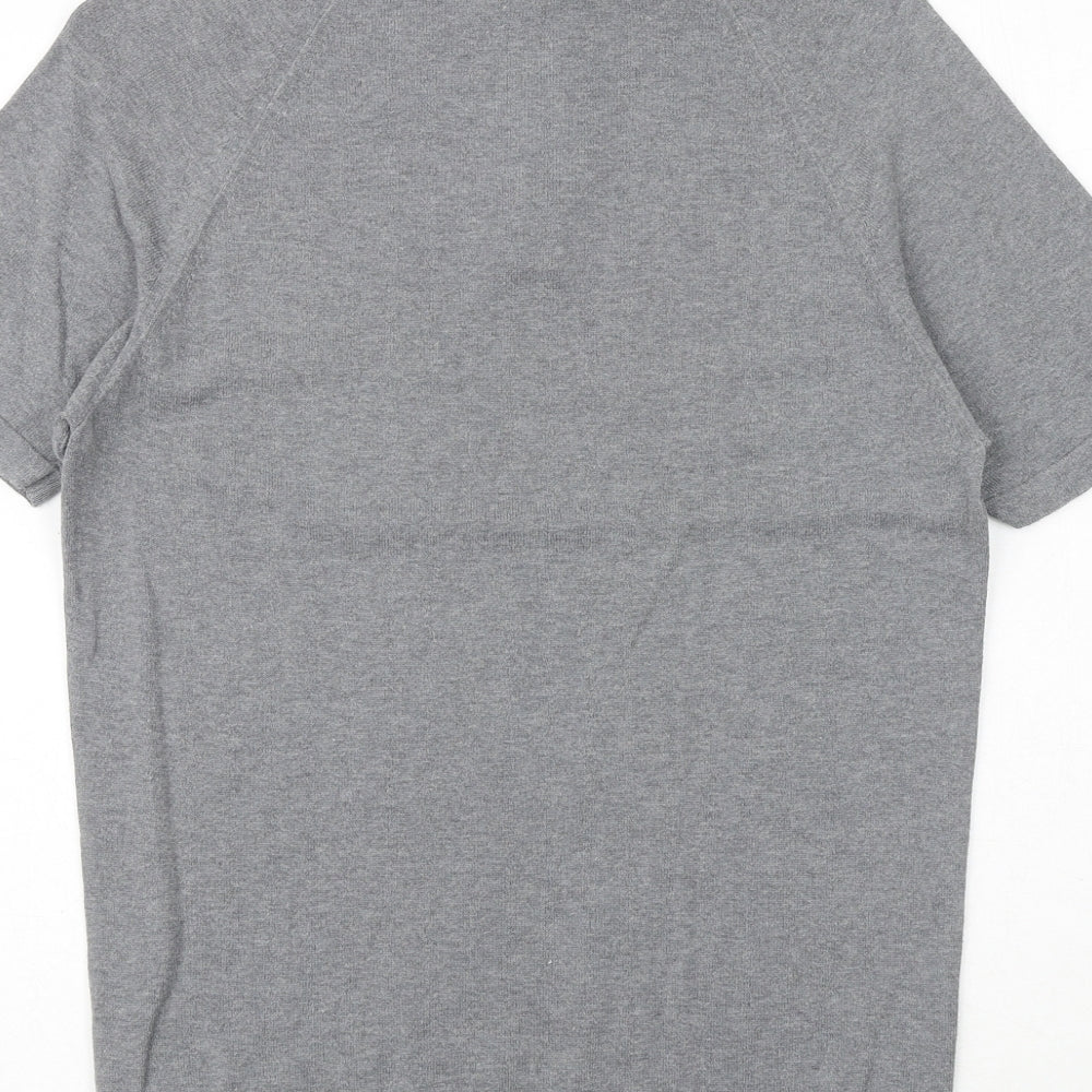 REMUS Mens Grey 100% Cotton Polo Size M Collared Button