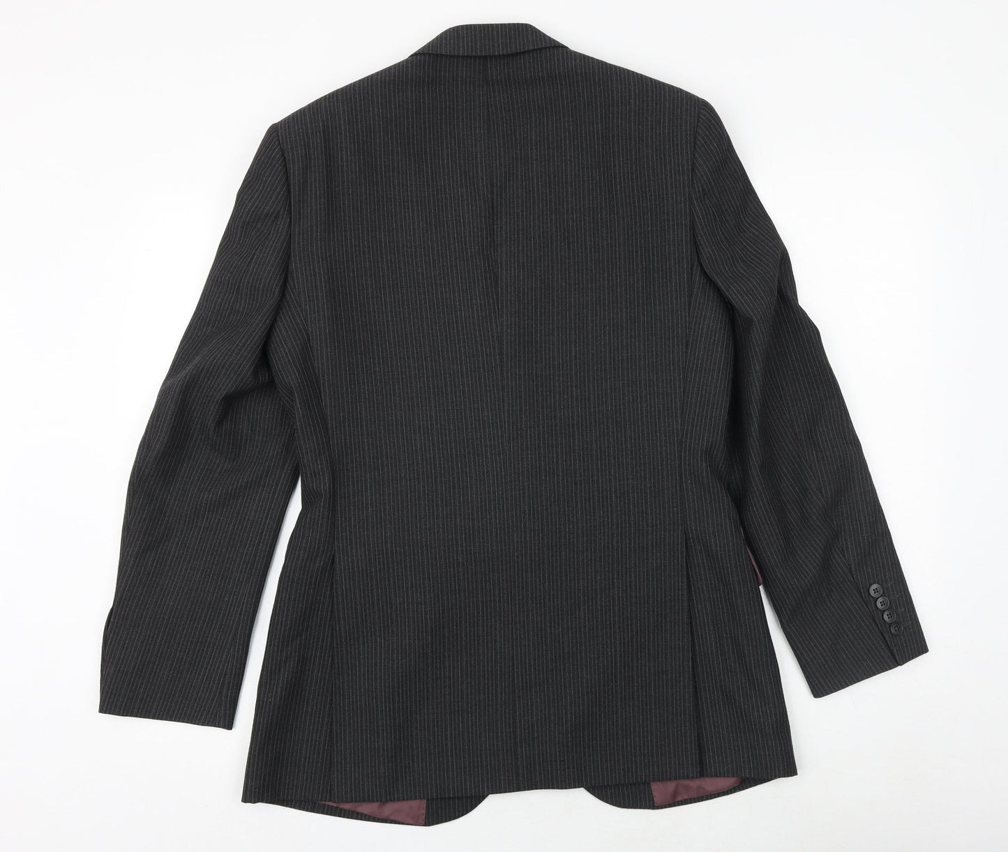 F&F Mens Grey Striped Polyester Jacket Suit Jacket Size 36 Regular