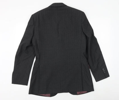 F&F Mens Grey Striped Polyester Jacket Suit Jacket Size 36 Regular