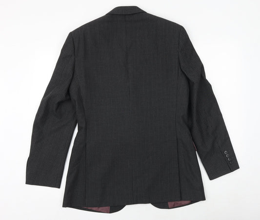 F&F Mens Grey Striped Polyester Jacket Suit Jacket Size 36 Regular