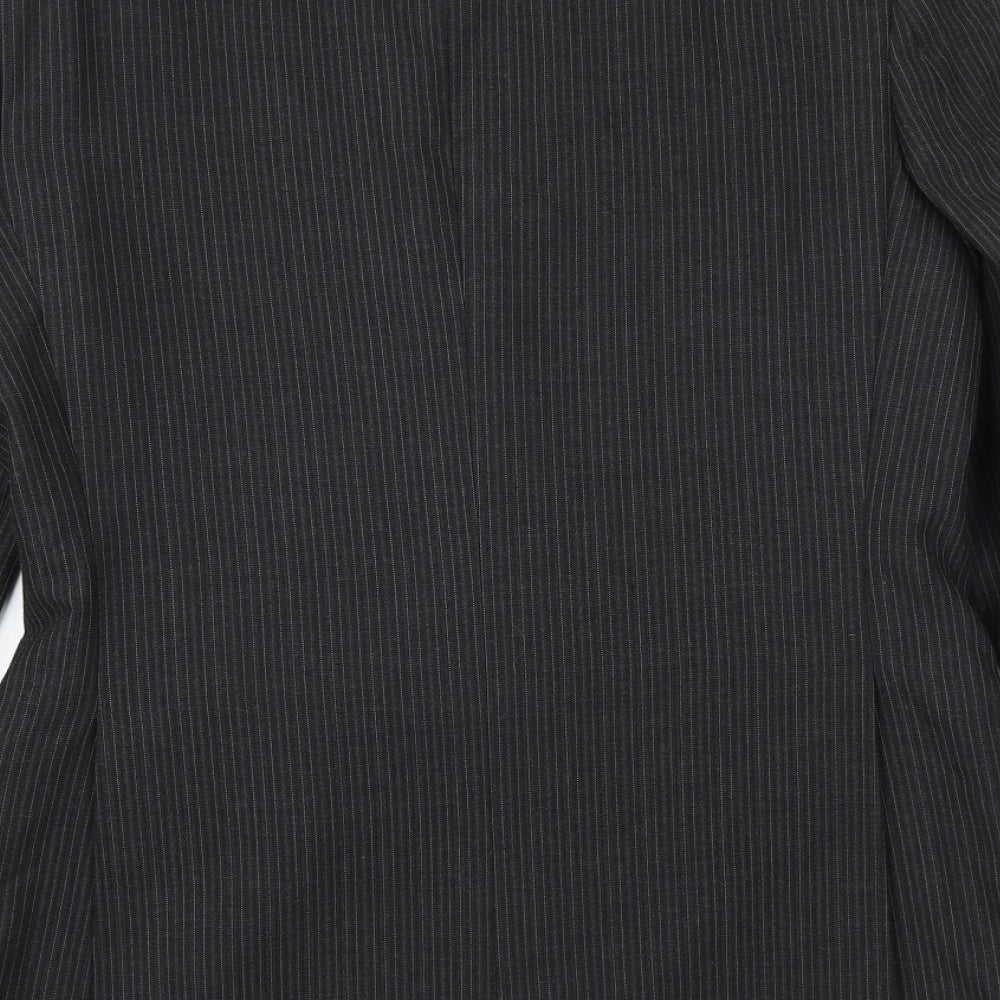 F&F Mens Grey Striped Polyester Jacket Suit Jacket Size 36 Regular