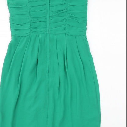H&M Womens Green Polyester A-Line Size 12 One Shoulder Zip