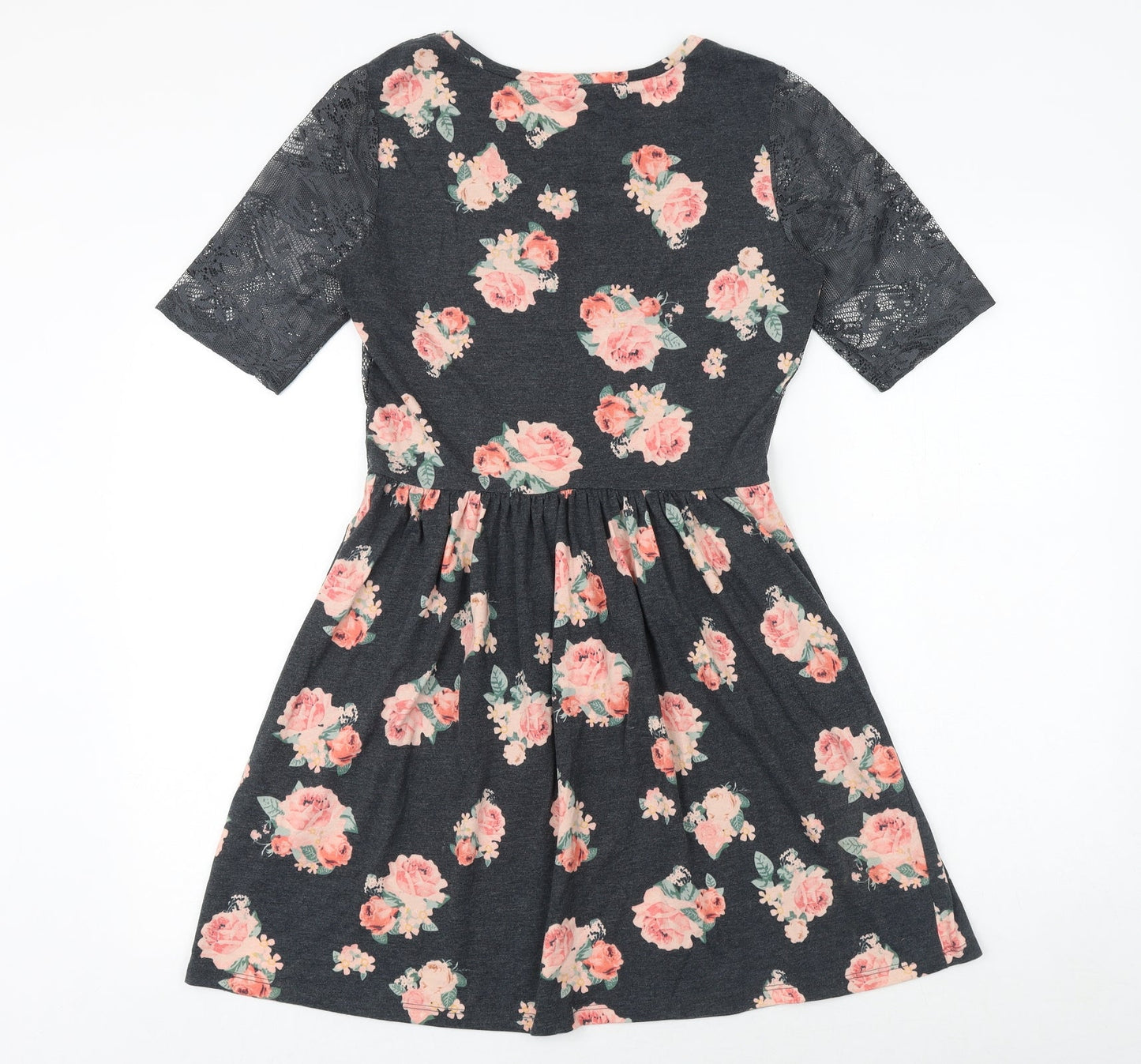 George Womens Multicoloured Floral Cotton Fit & Flare Size 10 Round Neck Pullover