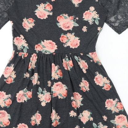 George Womens Multicoloured Floral Cotton Fit & Flare Size 10 Round Neck Pullover