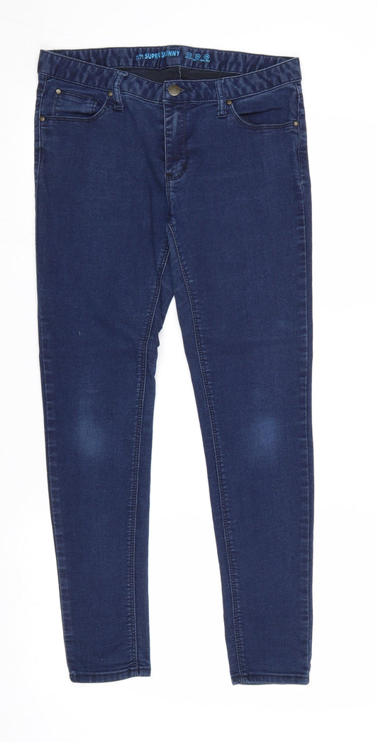 Denim & Co. Womens Blue Cotton Skinny Jeans Size 10 Regular Zip