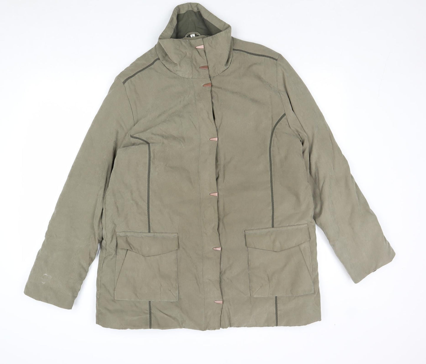 Klass Womens Brown Overcoat Coat Size L Zip