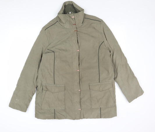 Klass Womens Brown Overcoat Coat Size L Zip