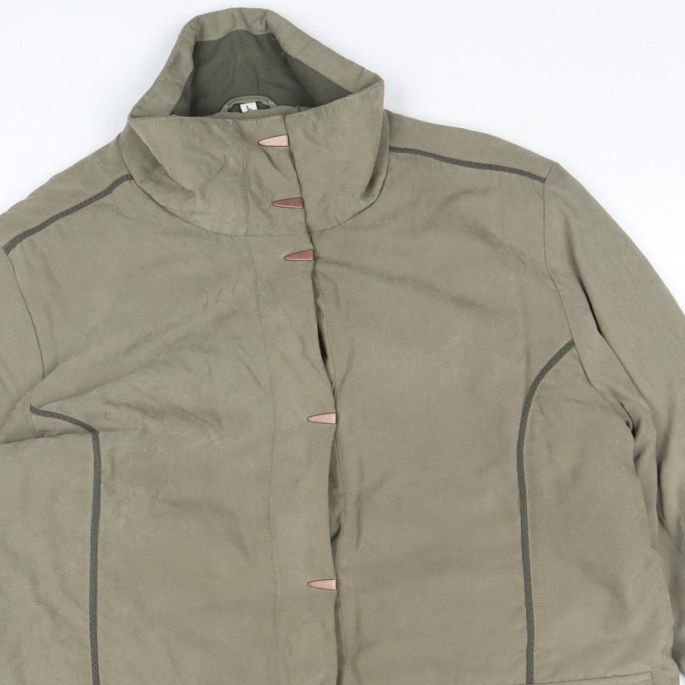 Klass Womens Brown Overcoat Coat Size L Zip