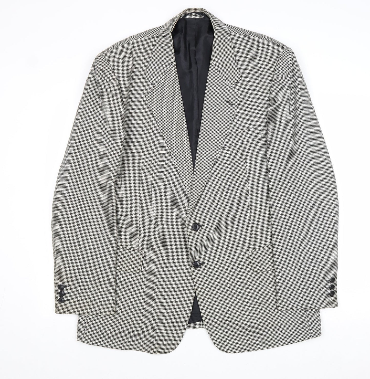 Avenue Mens Grey Geometric Polyester Jacket Blazer Size 44 Regular