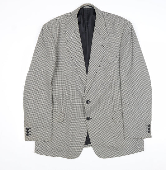 Avenue Mens Grey Geometric Polyester Jacket Blazer Size 44 Regular