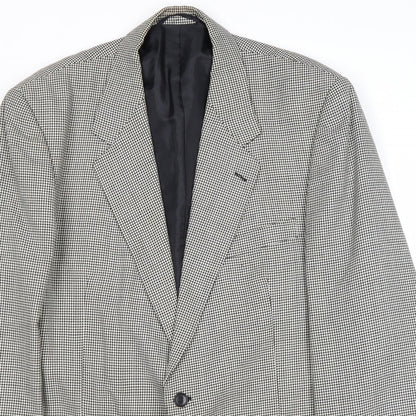 Avenue Mens Grey Geometric Polyester Jacket Blazer Size 44 Regular