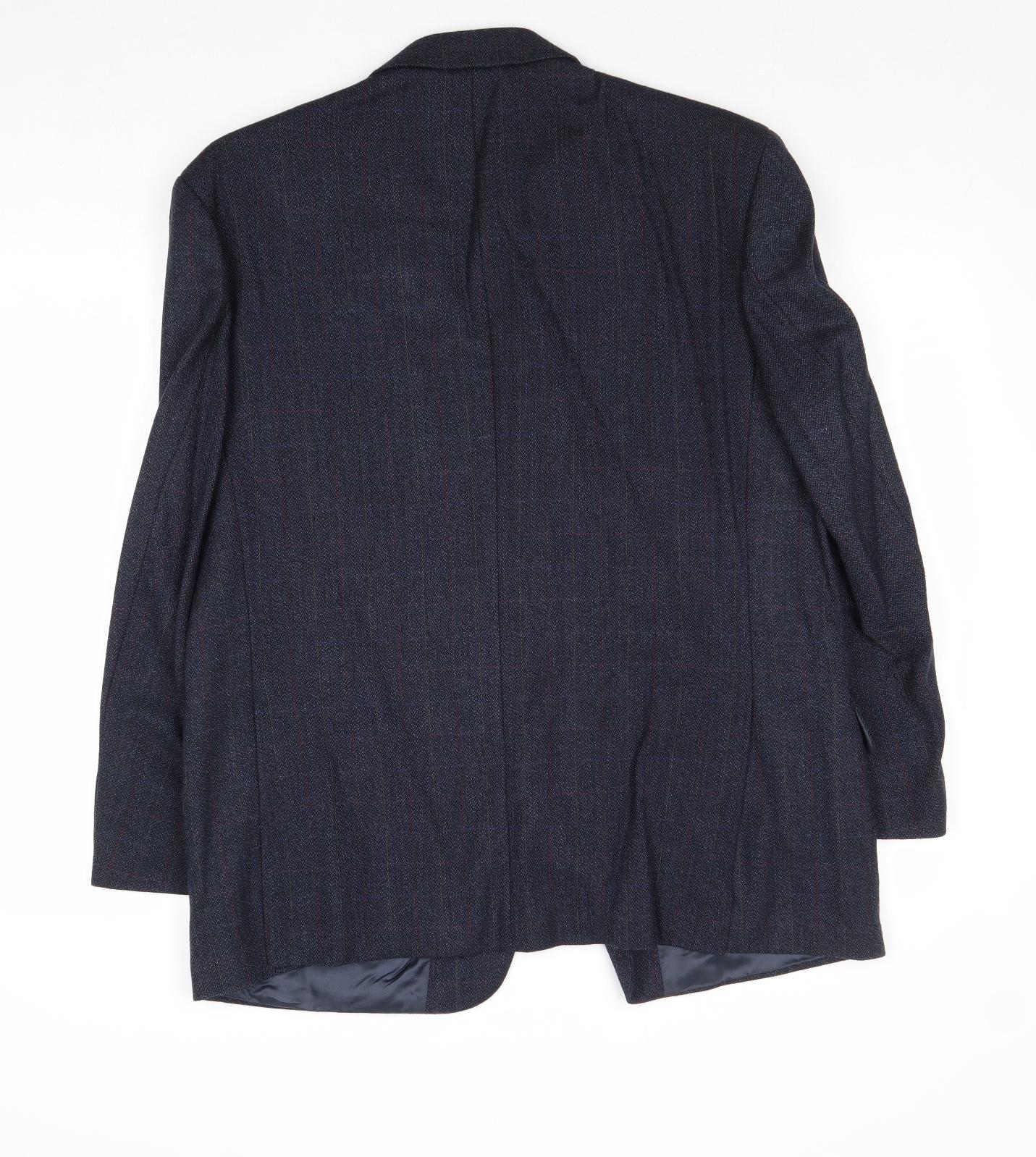 Mens UK Size 42 Woolmark Regular Blue Suit Jacket