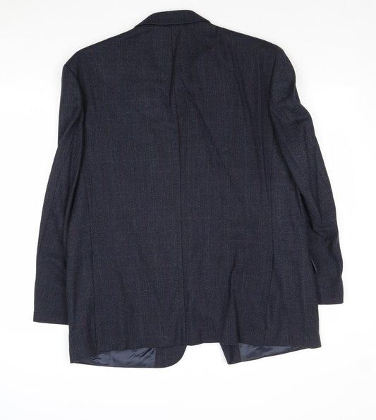 Mens UK Size 42 Woolmark Regular Blue Suit Jacket