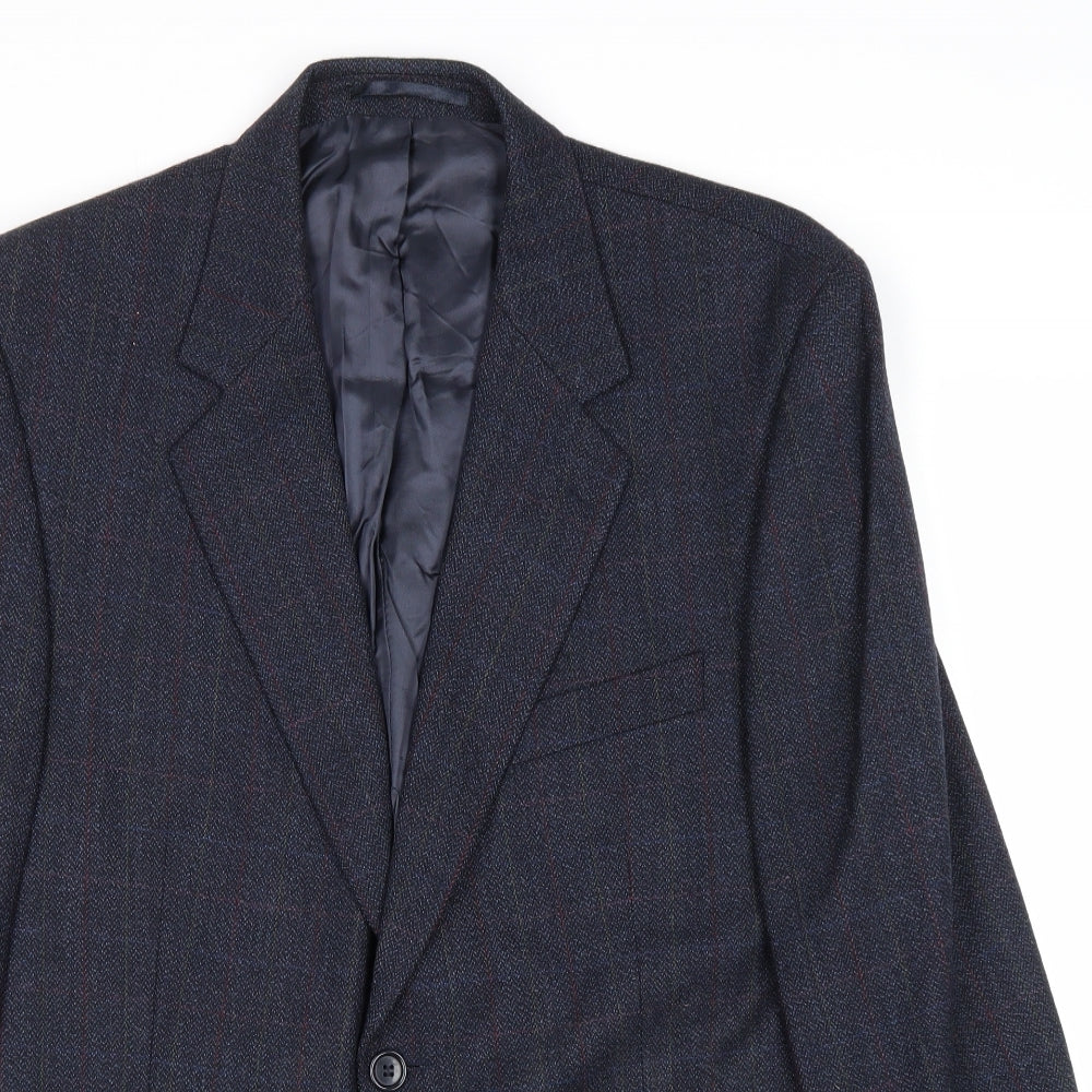 Mens UK Size 42 Woolmark Regular Blue Suit Jacket