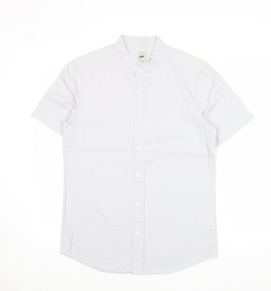 ASOS Mens Grey Cotton Button-Up Size S Round Neck Button