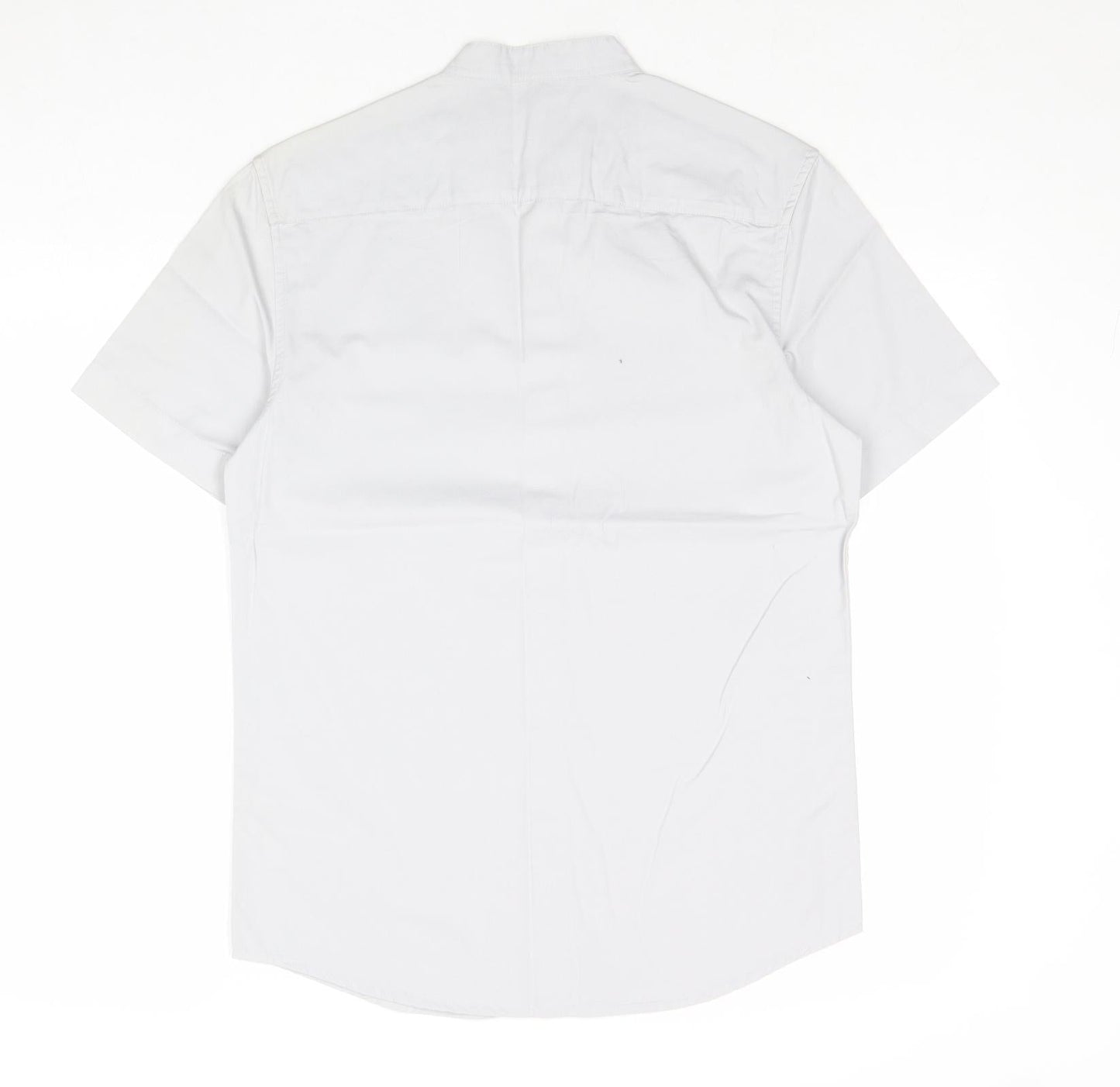 ASOS Mens Grey Cotton Button-Up Size S Round Neck Button