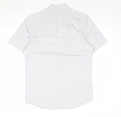 ASOS Mens Grey Cotton Button-Up Size S Round Neck Button