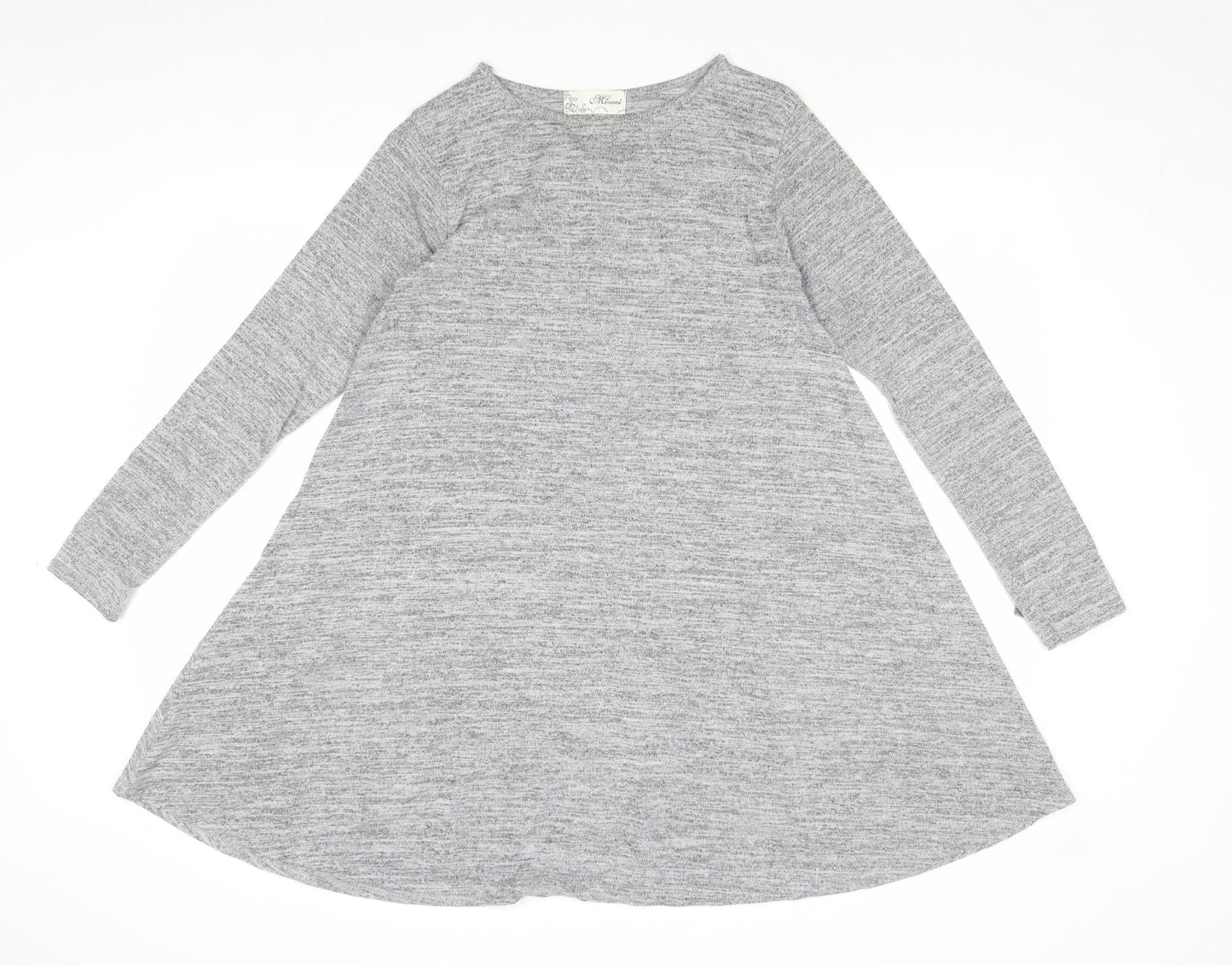 Mizumi Womens Grey Polyester Jumper Dress Size S Round Neck Pullover