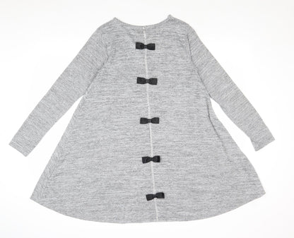 Mizumi Womens Grey Polyester Jumper Dress Size S Round Neck Pullover