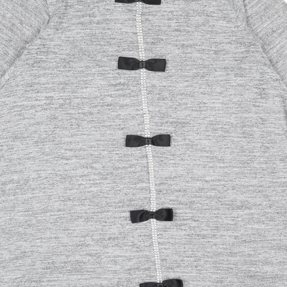 Mizumi Womens Grey Polyester Jumper Dress Size S Round Neck Pullover