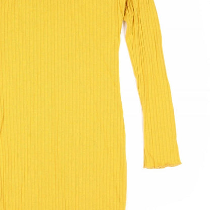 Preworn Womens Yellow Cotton Bodycon Size S Off the Shoulder Pullover