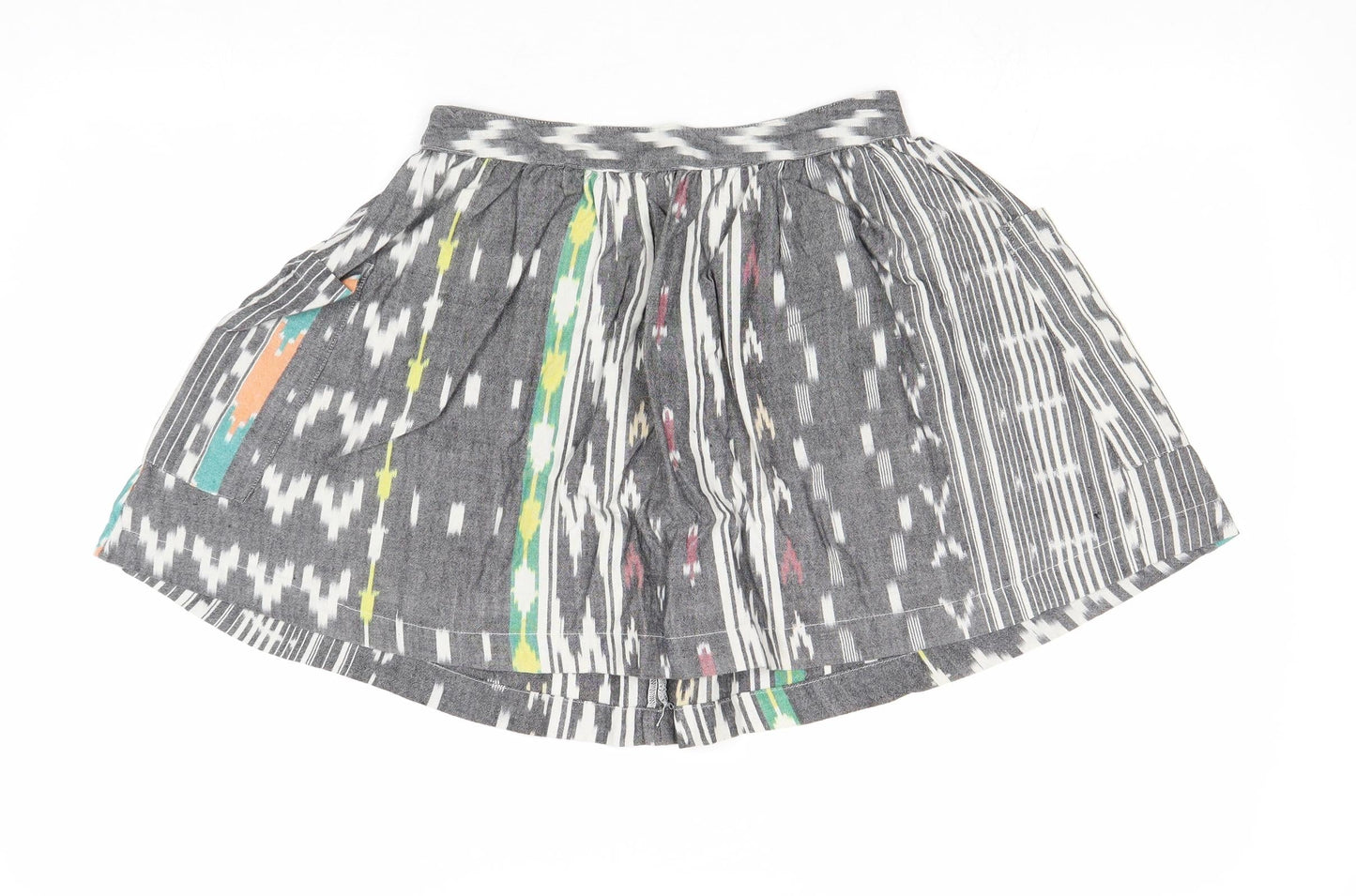 Atmosphere Womens Grey Geometric Cotton Skater Skirt Size 8 Zip