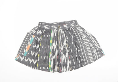 Atmosphere Womens Grey Geometric Cotton Skater Skirt Size 8 Zip