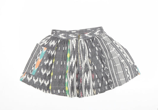 Atmosphere Womens Grey Geometric Cotton Skater Skirt Size 8 Zip