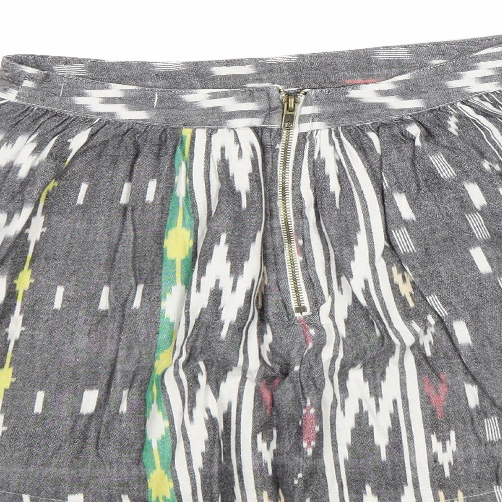 Atmosphere Womens Grey Geometric Cotton Skater Skirt Size 8 Zip