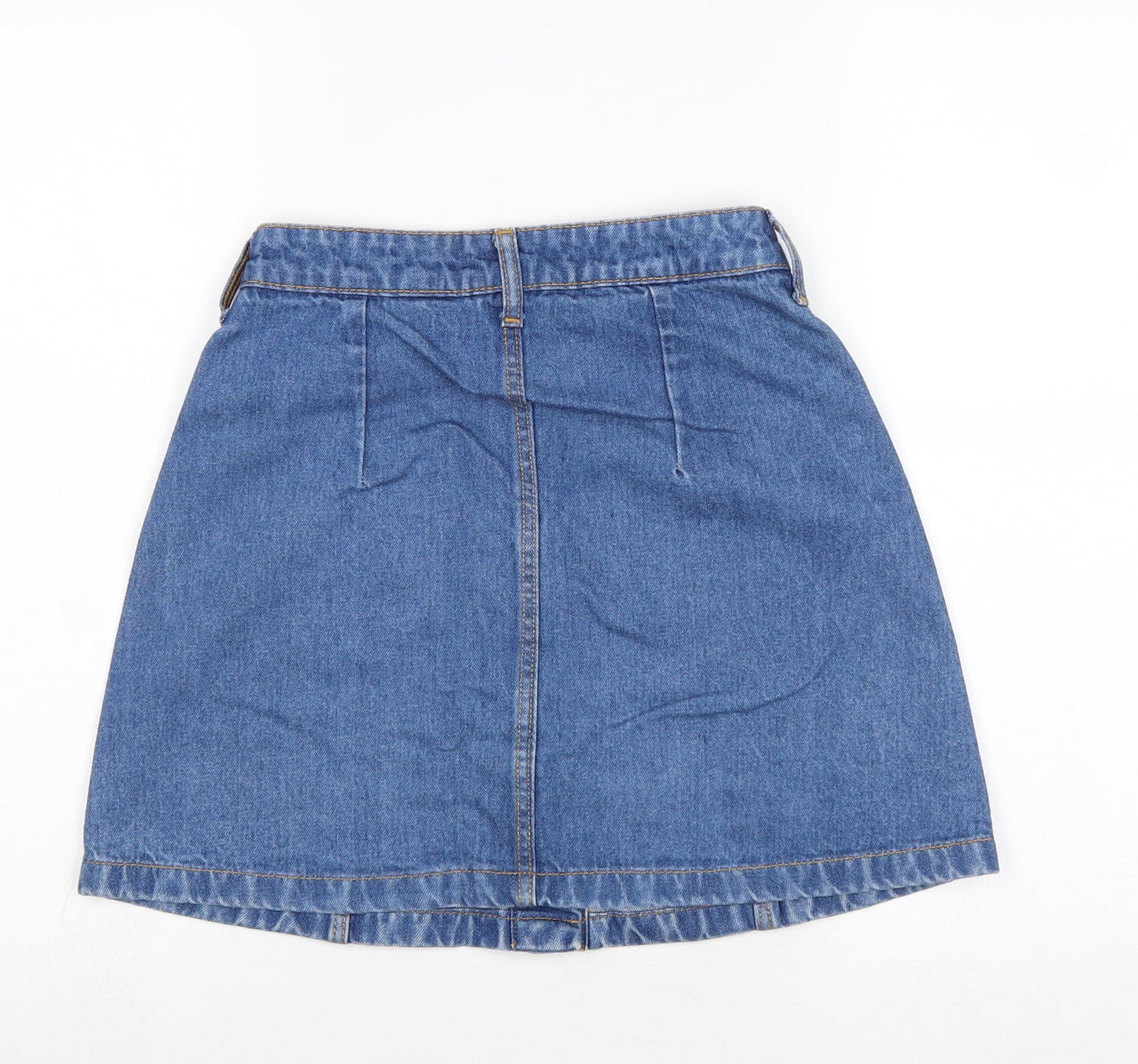 Divided by H&M Womens Blue Cotton A-Line Skirt Size 8 Button