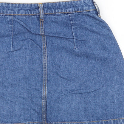 Divided by H&M Womens Blue Cotton A-Line Skirt Size 8 Button