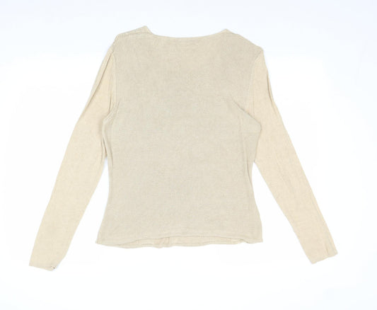 Country Casuals Womens Beige Scoop Neck Acrylic Pullover Jumper Size L