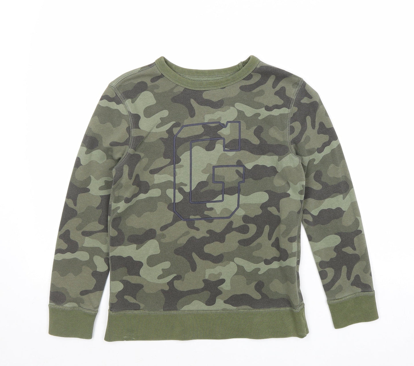 H&M Boys Green Camouflage Cotton Pullover Sweatshirt Size M Pullover - G