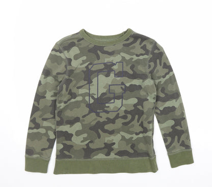 H&M Boys Green Camouflage Cotton Pullover Sweatshirt Size M Pullover - G
