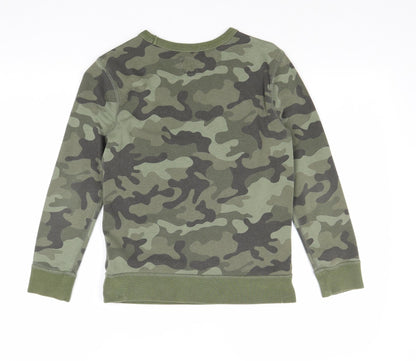 H&M Boys Green Camouflage Cotton Pullover Sweatshirt Size M Pullover - G