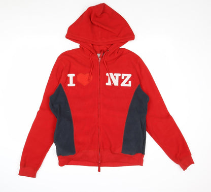 Sea of Sky Mens Red Polyester Full Zip Hoodie Size L - I Love NZ