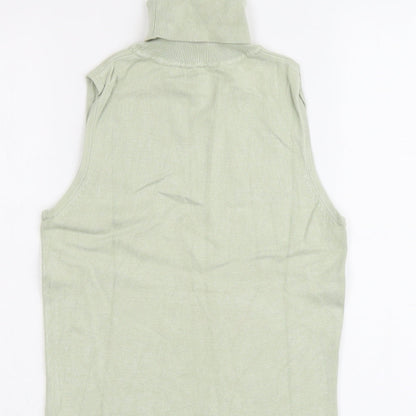 Etoile Womens Green Viscose Basic Tank Size M Roll Neck